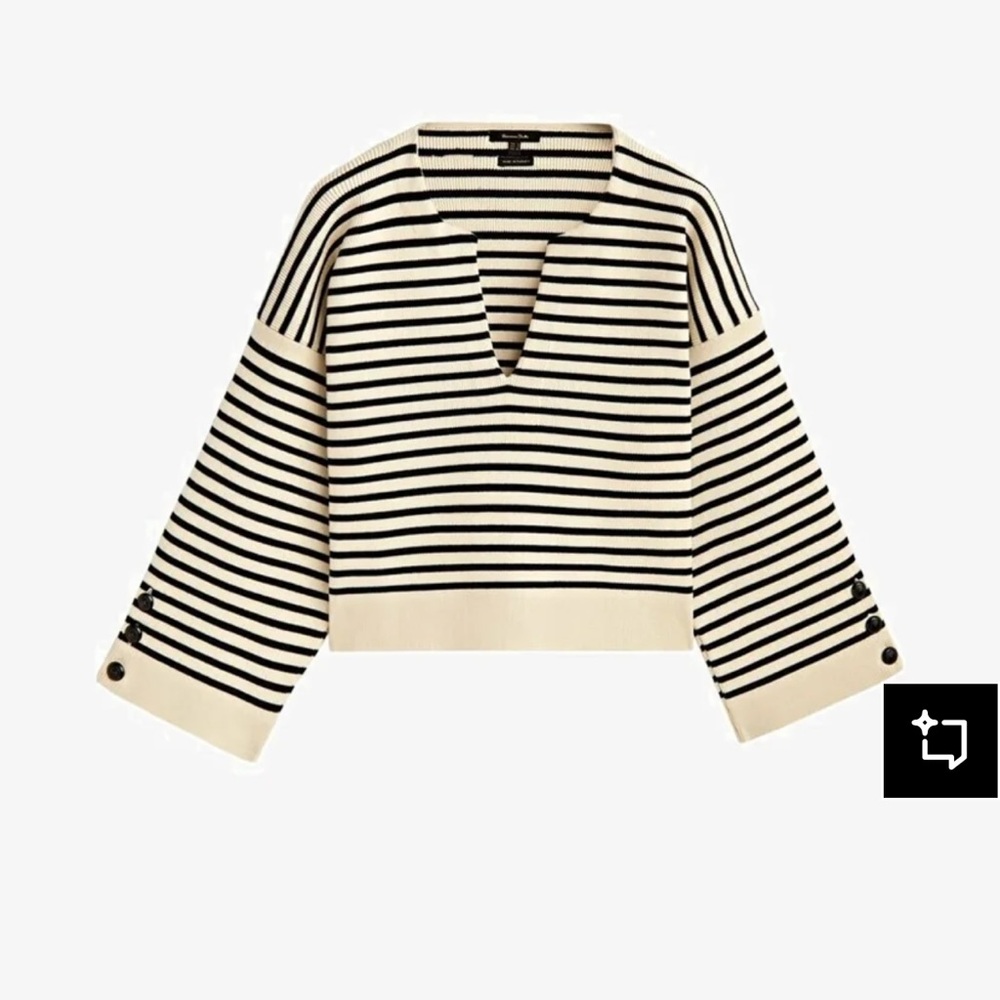 Massimo Dutti Black and Cream Striped Sweater